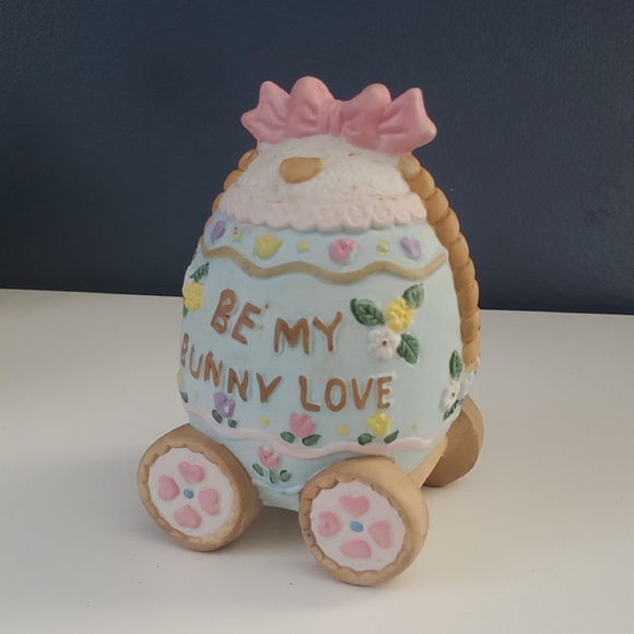 Vintage Easter Train Ceramic Porcelain Centerpiece “Be My Bunny Love” Pastel - Picture 6 of 15